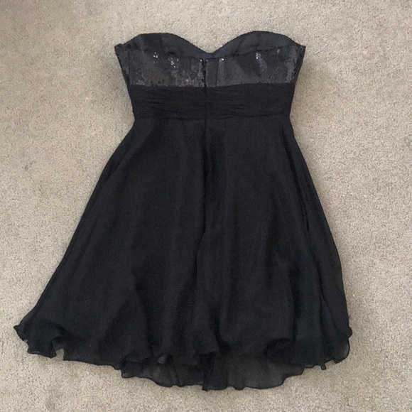 Black Sequin & Chiffon Little Black Dress - Picture 2 of 4